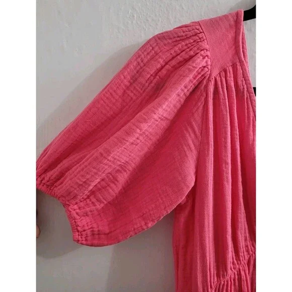 Xírena Nissa Mini Dress Pink Cotton Boho Tiered Summer Size Small Beach Vacation - Picture 3 of 10